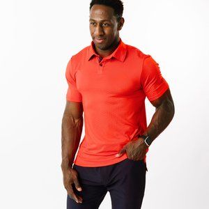 Men's Neon Red Active Slit Polo